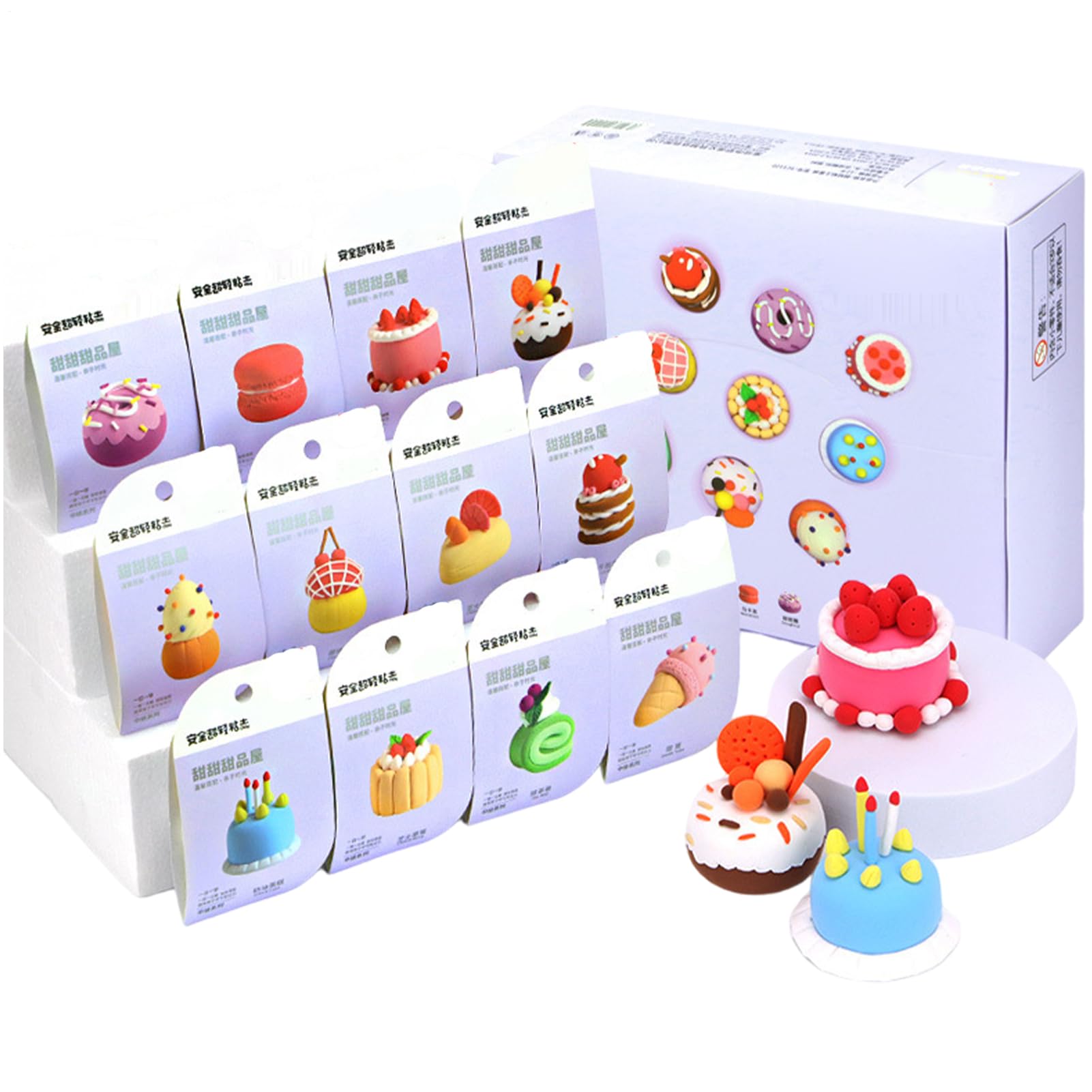 Générique Kit di argilla per Creativo - Dessert per Animali Domestici | Dinosauri, Schiuma Morbida, Mastice Modellazione Leggera | Set Di Attività Artigianali A 12 Stile