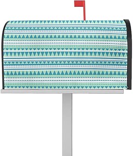 Mailbox Cover Magnetic Teal Stripe Boho Diamond Mid Century Style Mailbox Covers Standard Size 21x18in,Mailbox Covers Wrap Post Letter Box Cover for Garden Yard Outdoor Modern Abstract Geometric Art