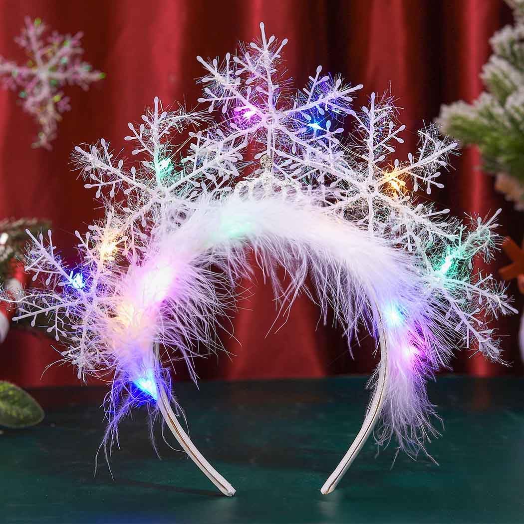 GORTIN Snowflakes Light Up Headband White LED Christmas