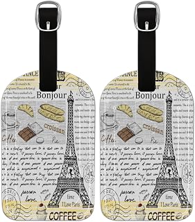 Etiqueta de bagagem PU Leahter para malas, bolsa de viagem de proteção de privacidade etiqueta etiqueta carta da Torre Eiffel, etiqueta de bagagem de viagem etiqueta de identificação para mulheres homens