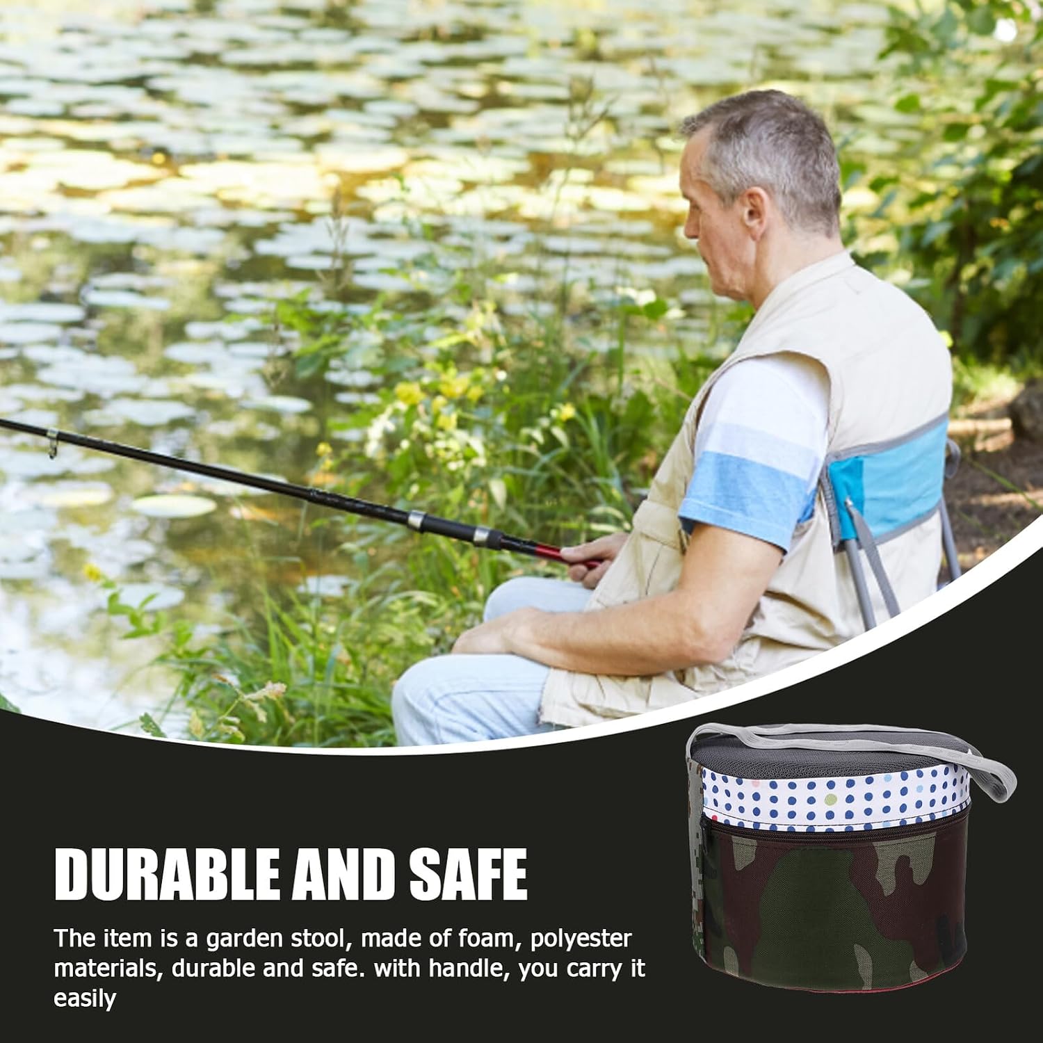 Portable Camping Stool Outdoor Gardening Stool Lightweight Breathable Foam Seat 18cm Compact Weeding Work Chair for Hiking and Field