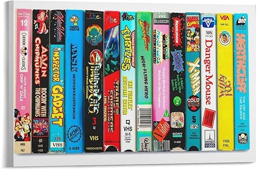 80s Cartoons VHS Print Retro Poster Art Canvas Painting Wall Art 18x12inch(45x30cm) Frame-style