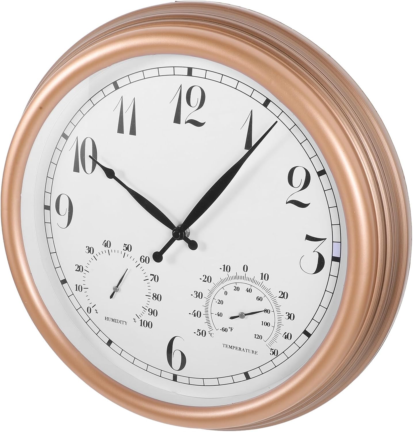 15-inch Retro Outdoor Wall Clock with Waterproof Hygrometer and Thermometer, Arabic Numerals, Battery Operated, Suitable for Garden, Patio, and Garage Use Random Style