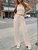 Conjunto de Vacaciones de 2 Piezas para Mujer Trendy Queen para Viajes de Verano 2026, Moda Primaveral con Top de Tirantes y Pantalones de Pierna Ancha 3
