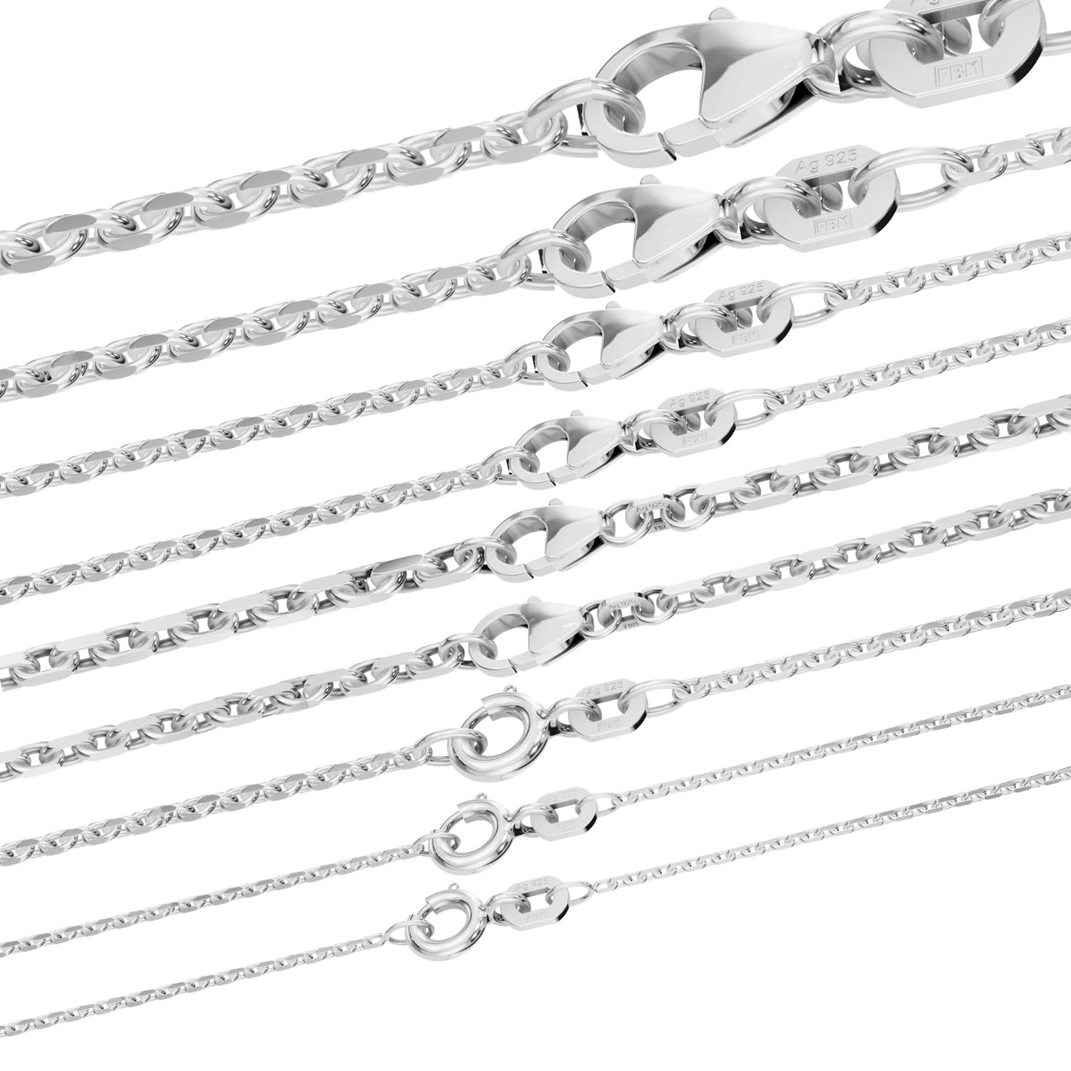 Ankerkette diamantiert Halskette massiv 925 Sterlingsilber Auswahl