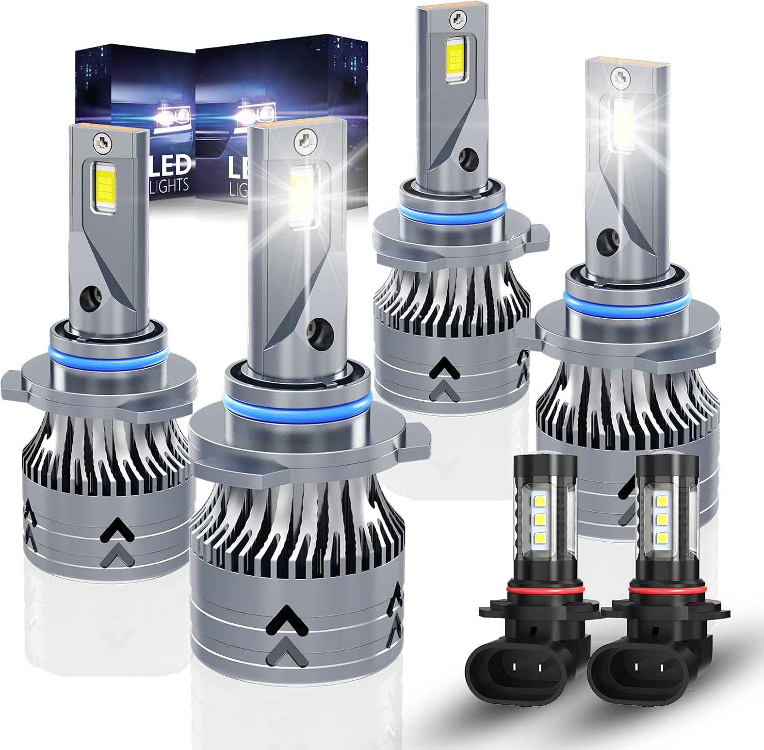 Upgraded 9005 9006 Light bulbs Compatible for Toyota Corolla (2005 2006 2007 2008), High Low & 9006 Fog Light Set, 6500K White, Plug & Play, 6-Pack