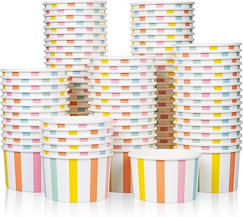 MATICAN Tazas de helado de papel, 100 unidades de 5.5 onzas, cuencos desechables de postre para alimentos fríos o calientes, suministros de fiesta