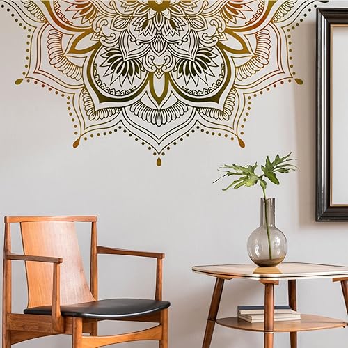 Miniatura 2 de Calcomanías grandes de mandala para pared, calcomanías de pared florales para despegar y pegar, calcomanía de PVC extraíble para fondo, sala de