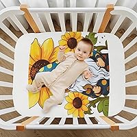 Vista 7 de Fitted Crib Sheets Gnome Sunflower Mini Crib Sheets for Boy & Girl Toddler Mattress Sheets Playard Sheet 21216285
