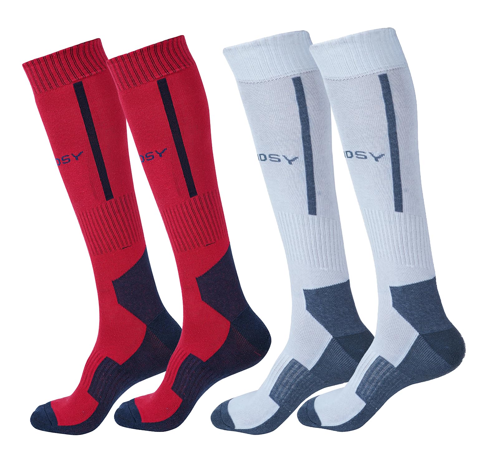 Football Socks for Men Knee Length | Sports Soccer Long Socks | Cushioned, Breathable, Anti-Slip Grip for Hockey, Volleyball, Gym | Athletic Training Rugby Socks | Red & White-image-42