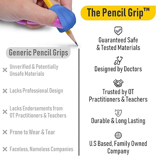 Miniatura 2 de The Pencil Grip Agarres para Lápices, The Crossover Grip, Ayuda Ergonómica de Escritura Para Diestros y Zurdos, Agarres de Lápices Coloridos