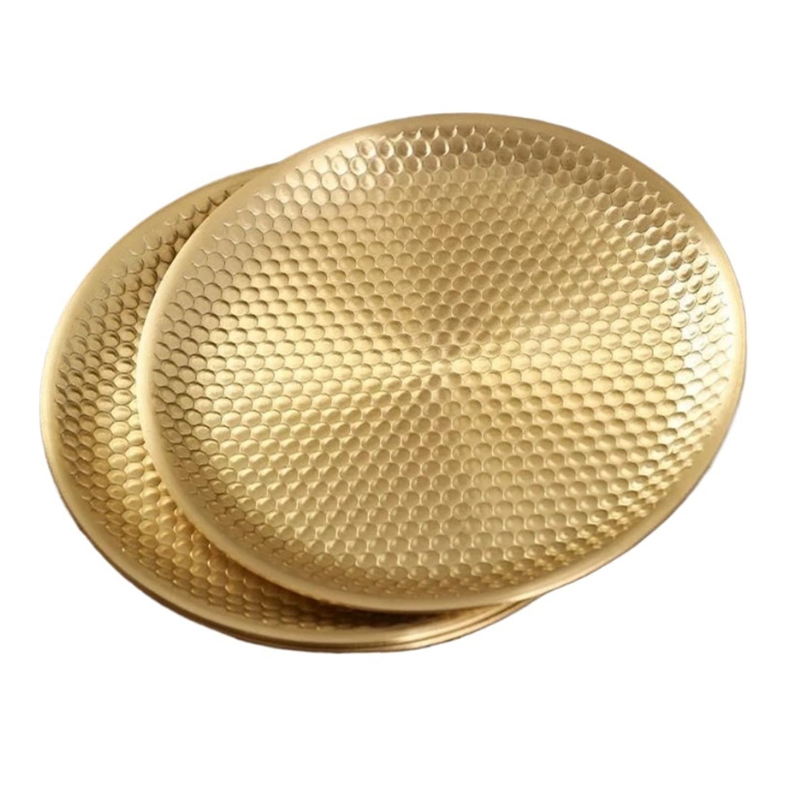 Hammered Tray Copper Fruit Plate ，Engraving Ball Bead Brass Dish,Tantra Buddhism Handicraft Tray Desktop Home Decorative for CoffeeJewellery(21 cm)