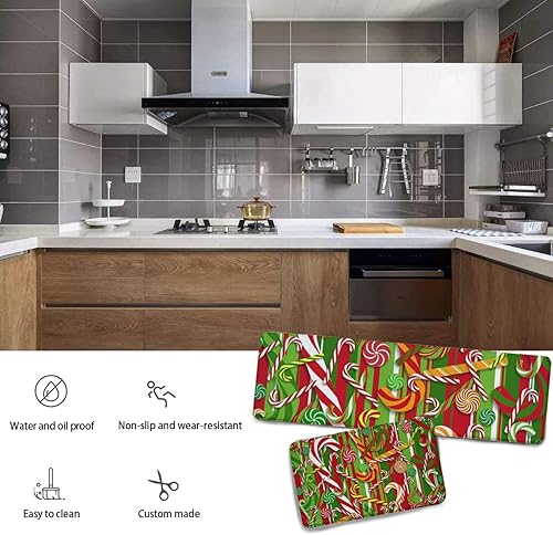 Miniatura 9 de Juego de alfombras y tapetes de cocina con lunares rojos y blancos pequeños, antifatiga, alfombra de cocina, antideslizante, para interiores y