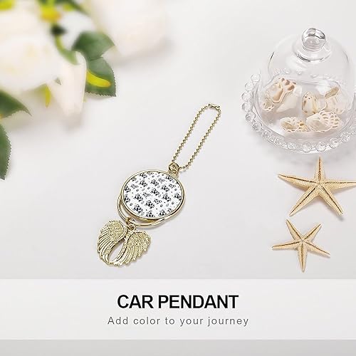 Miniatura 4 de Patrón de vaca de dibujos animados moda coche retrovisor espejo accesorios ángel ala colgante coche colgante ornamento talla única