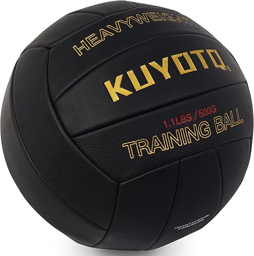 Miniatura 2 de KUYOTQ 1.1 libras, tamaño oficial 5, de cuero compuesto suave, pesado, para voleibol, entrenador de voleibol (desinflado)