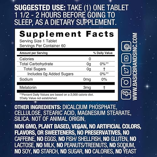 Miniatura 3 de Basic Brands Melatonina, 60 unidades