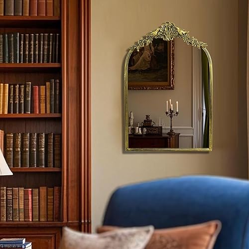 Miniatura 7 de Espejo retro estilo palacio, espejo de arco retro francés antiguo, adecuado para baño, sala de estar, dormitorio, chimenea, pasillo, se puede
