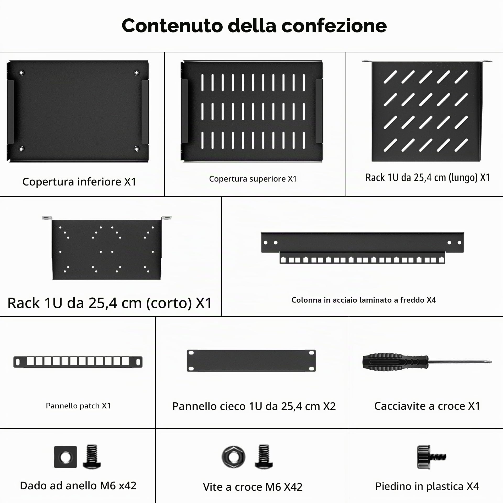 Armadio Server 8U, Mini Rack Server da 10 Pollici per Rete, Server, Dispositivi A/V e Progetti Fai da Te, Profondità 7,87 Pollici, Nero