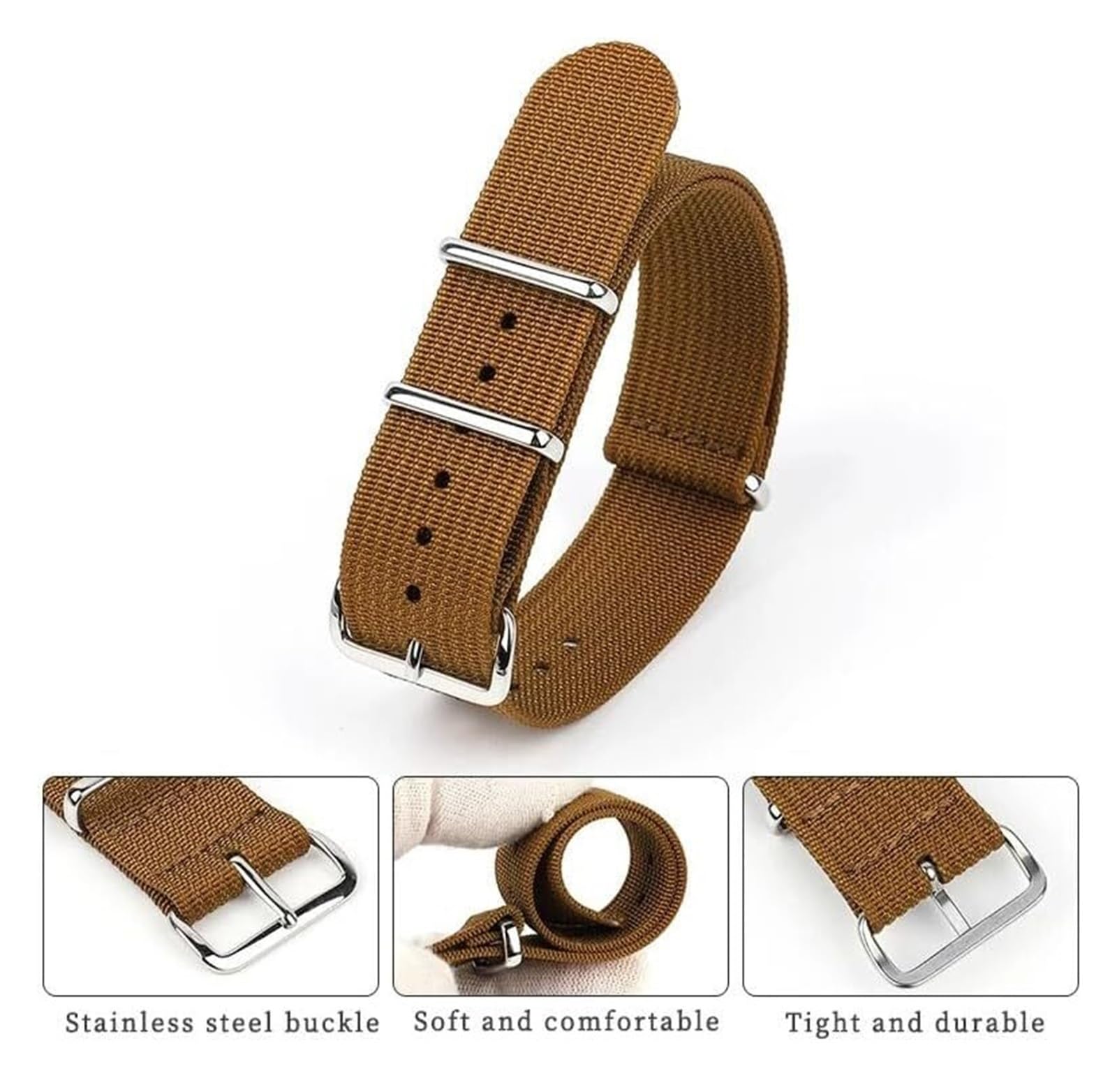 Bracelets élastiques en nylon tressé à boucle régl Bracelet de montre nervuré 20mm 22mm bracelet de montre en Nylon remplacement for hommes femmes tresse tissu balistique bracelet de montre bracelets