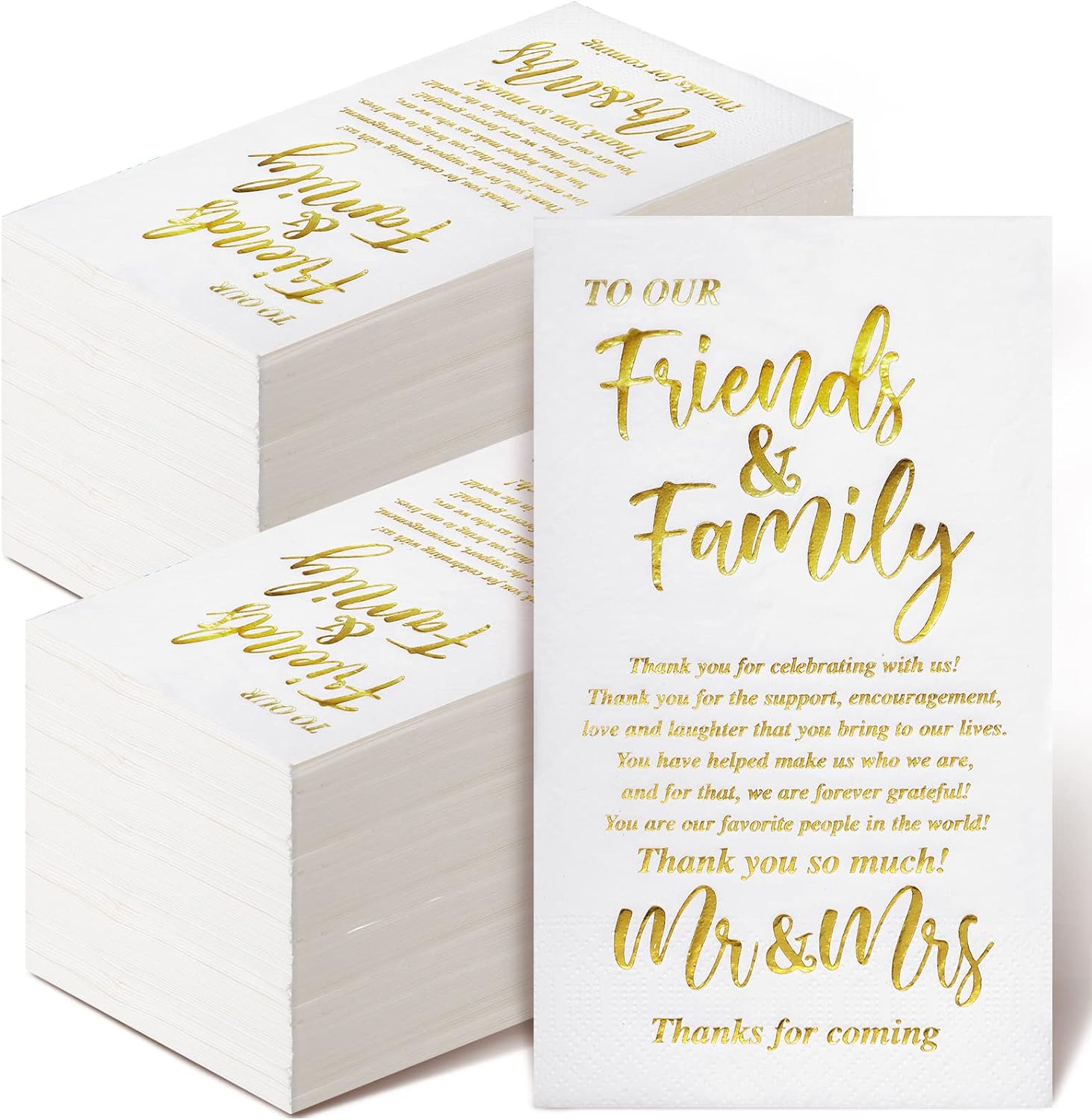 Hotop Wedding Napkins Mr & Mrs Dinner for Reception Disposable Decorative Towels Shower Banquet Rehearsal Decorations (Gold, 200 Pcs), 12.99x15.75 inches,4.33x7.87 inches
