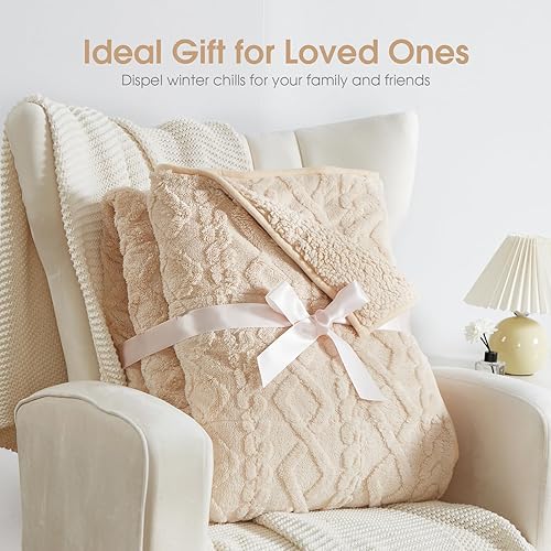 Miniatura 8 de Manta con peso tamaño Queen de 15 libras, elegante manta con peso de jacquard suave y suave para dormir, natural y relajante, manta mullida y