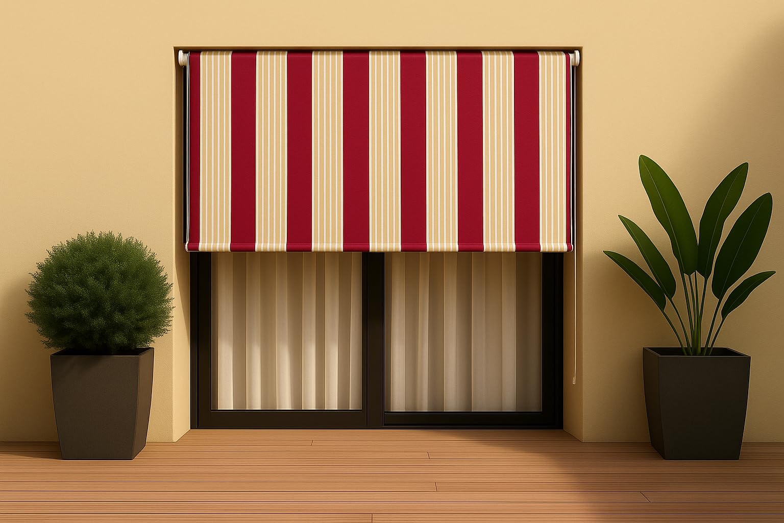 Linea Garden Friend T1372028/E Tenda da Sole a Caduta, Riga Bordeaux, 200x8x250 cm
