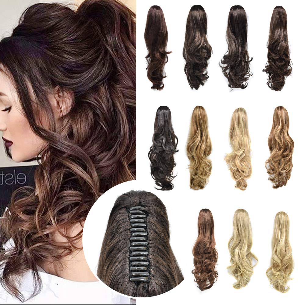 22" Ponytail Extension Claw For Women Clip In Synthetic