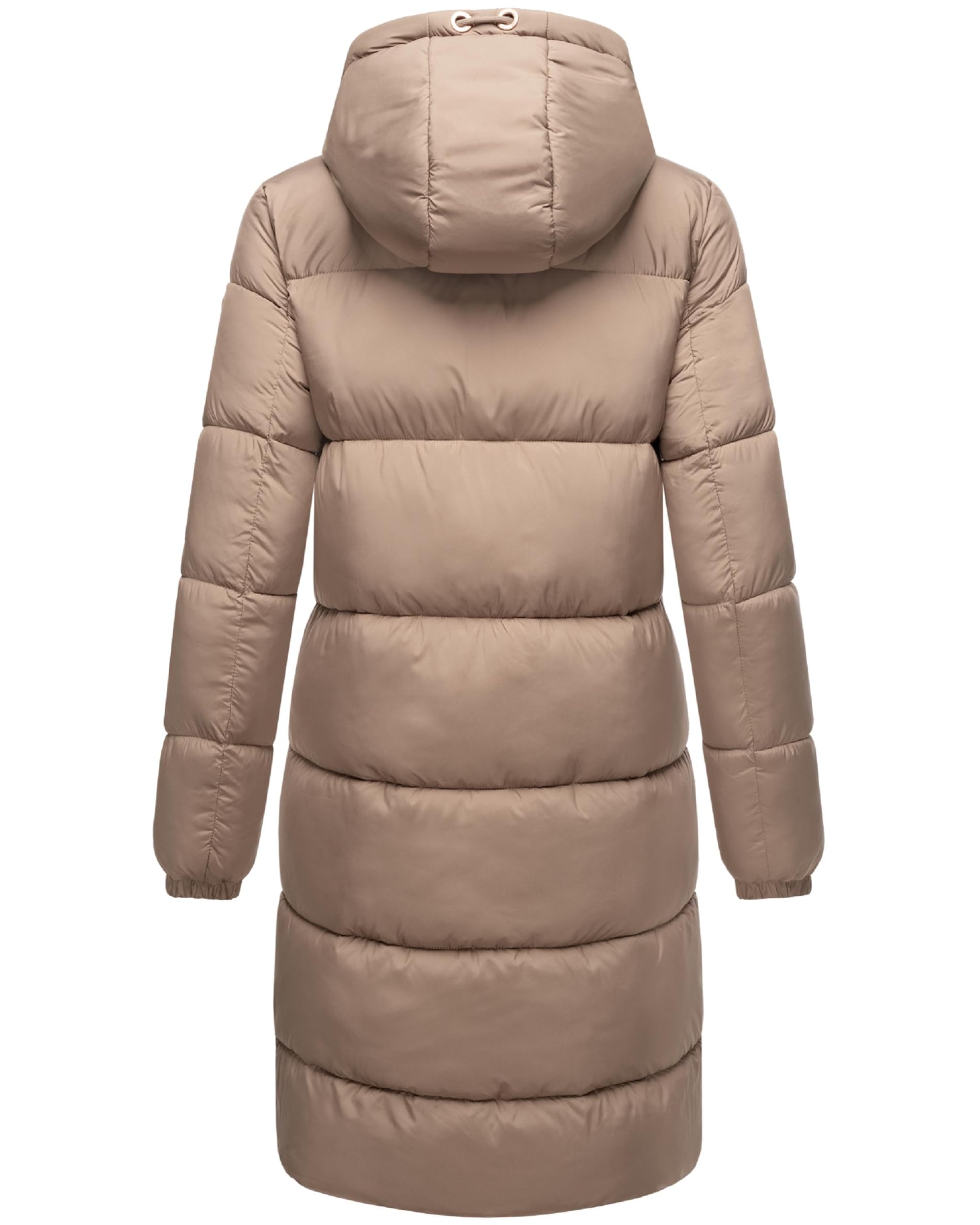 MARIKOO Damen Wintermantel warmer Steppmantel mit Kapuze und hochwertigen roséfarbenen Details und Kapuze Nomadiaa 16 S-3XL