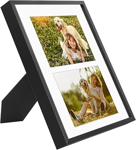 Miniatura 8 de Golden State Art, Marco de aluminio para collage de 4 x 6, muestra imágenes de 6 x 4 con 2 aberturas o una foto de 8 x 10, cristal real, para pared