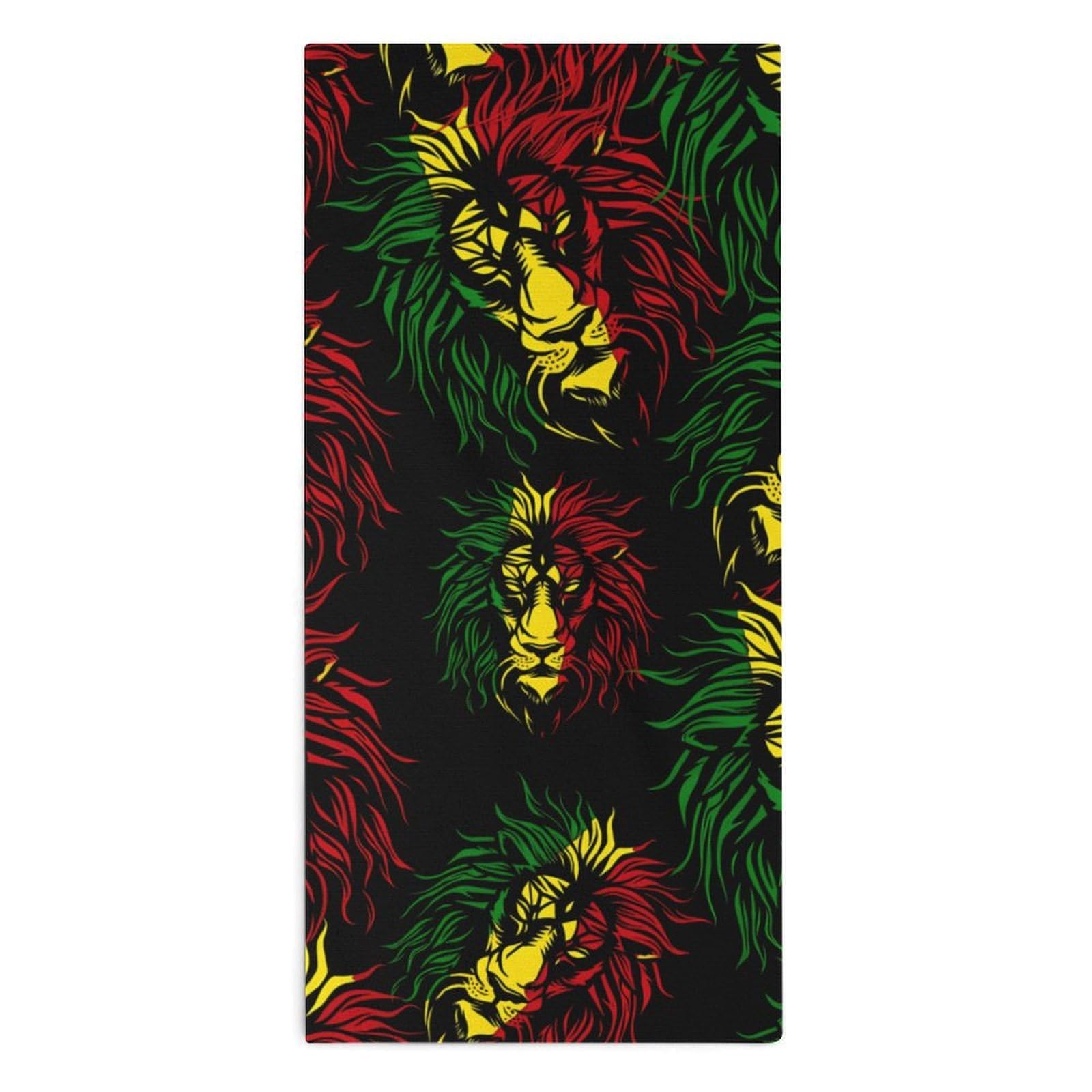 NCLQVJXZKHW African Lion Rasta Jamaica Hand Towels Soft Face Towel Gym Bathroom Travel Hotel 13"x28"