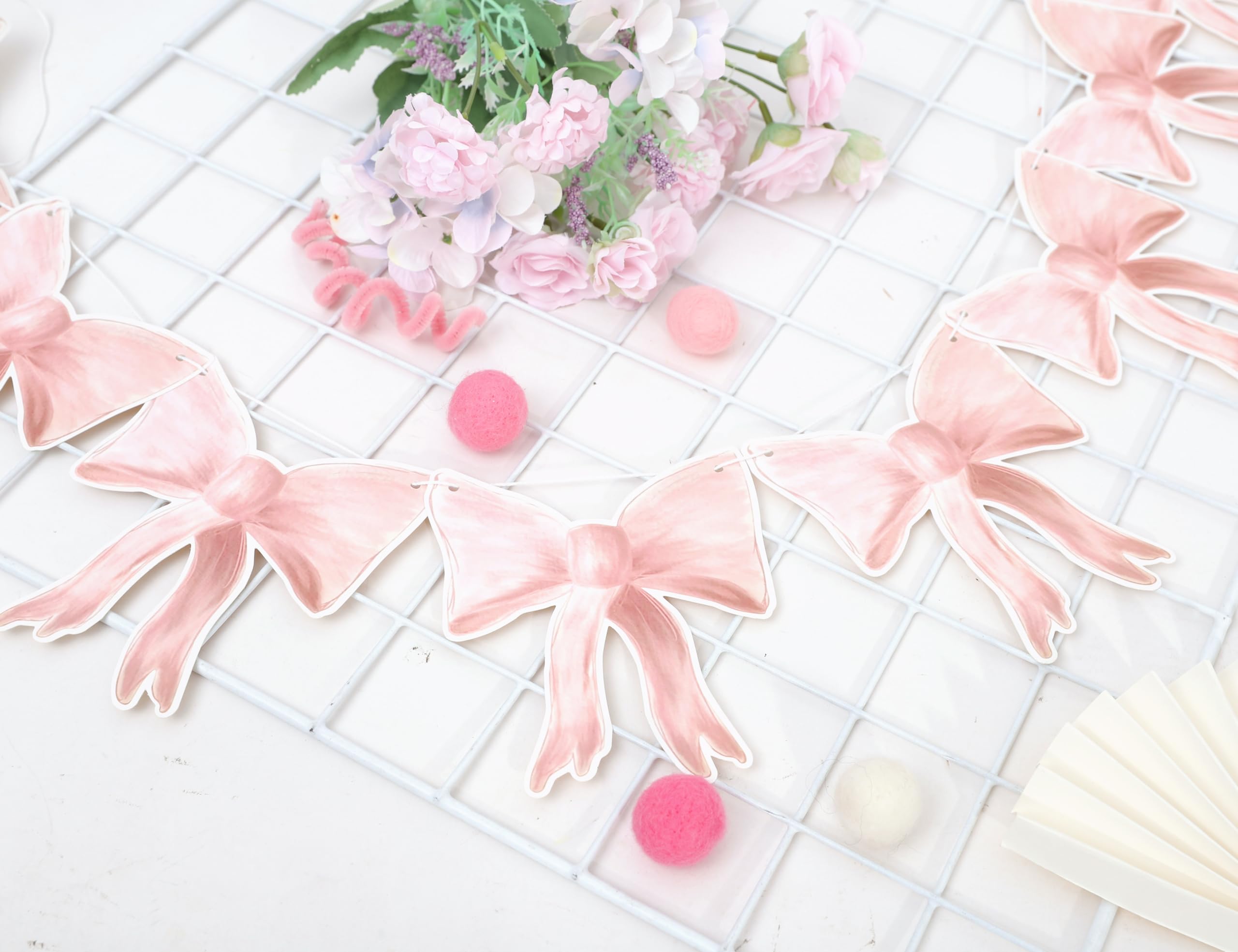 JeVenis 1. Geburtstag Banner Für Mädchen – Rosa Schleifen-Deko Set