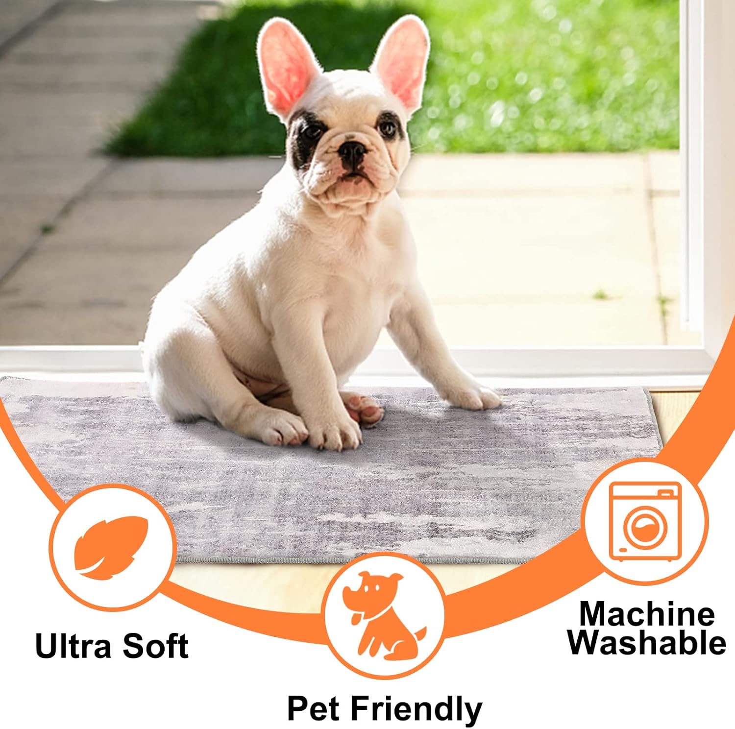 CRISTGEE Door Mat, Front Indoor Door Mat Faux Wool Non-Slip Entryway Rug Absorbent Abstract Throw Rug for Indoor Entrance Hallway Laundry Room, High Traffic Areas, 20X32 Inches, Gray Washable