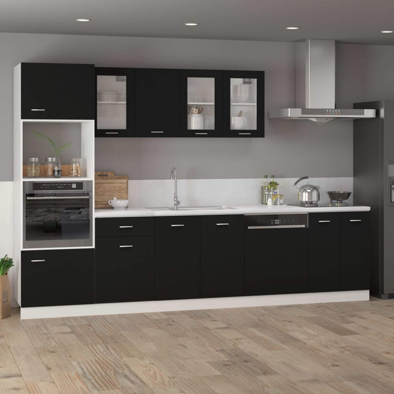 Rantry Mobili Armadio Sospeso con Vetro Nero 80x31x60 cm in Truciolato, Salvaspazio Armadietto da Esterno, Mobili Esterno Balcone per Soggiorno, Ufficio, Camera da Letto, Bagno