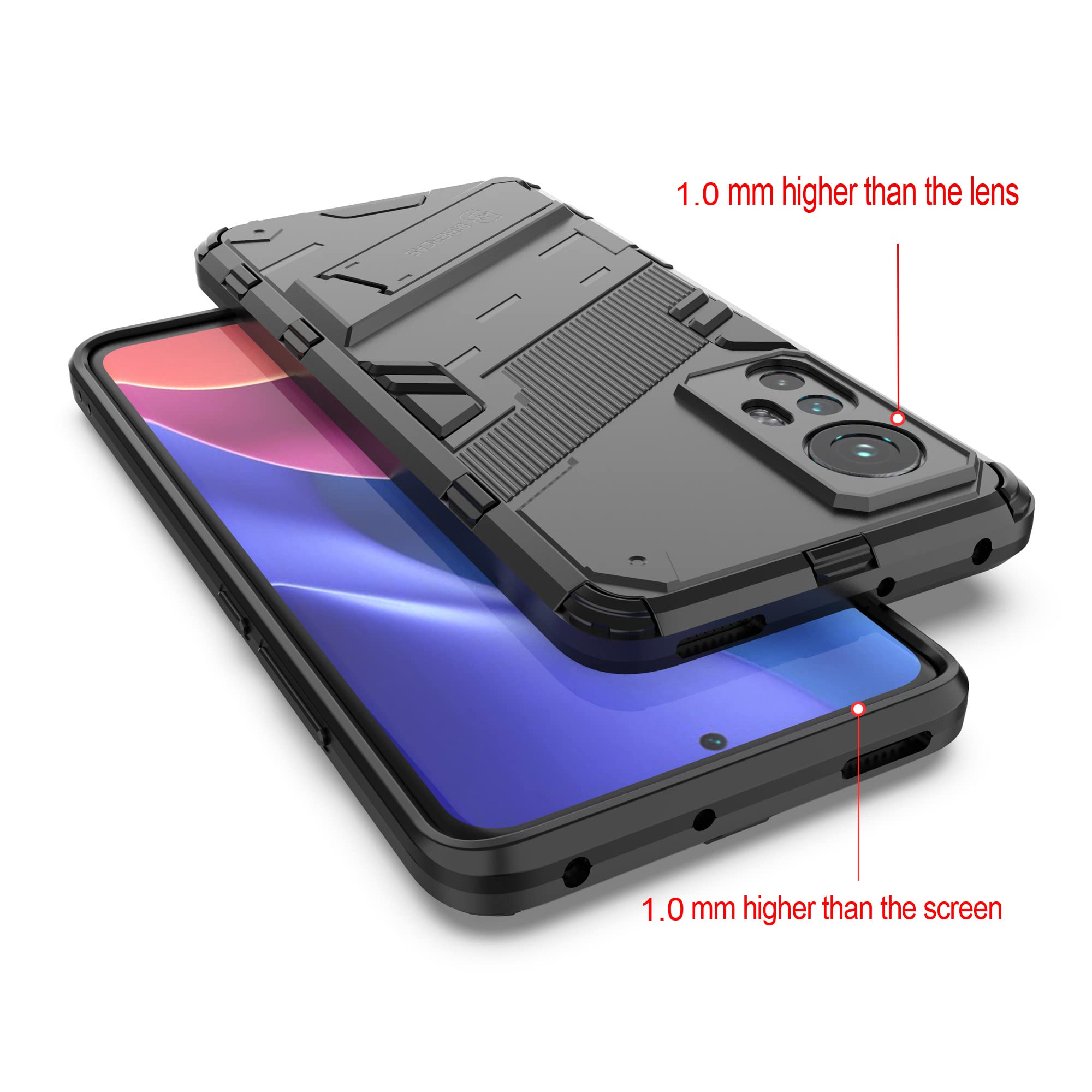 Schutzhülle Mit Ringständer Für Xiaomi 12 / 12X – Stoßfest, Magnetisch, Mit Panzerglas – Militärschutz