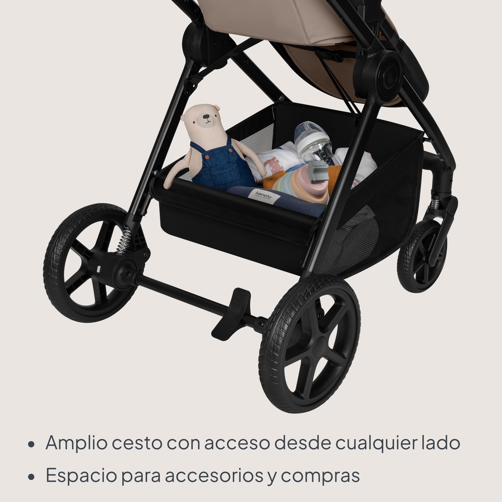 Lionelo Greet de Carrito Bebé 3 en 1 (0-4 años, 0-22 kg) | Capazo grande, Asiento Reversible, Estructura Ligera, Suspensión, Posición Reclinable, UPF50+