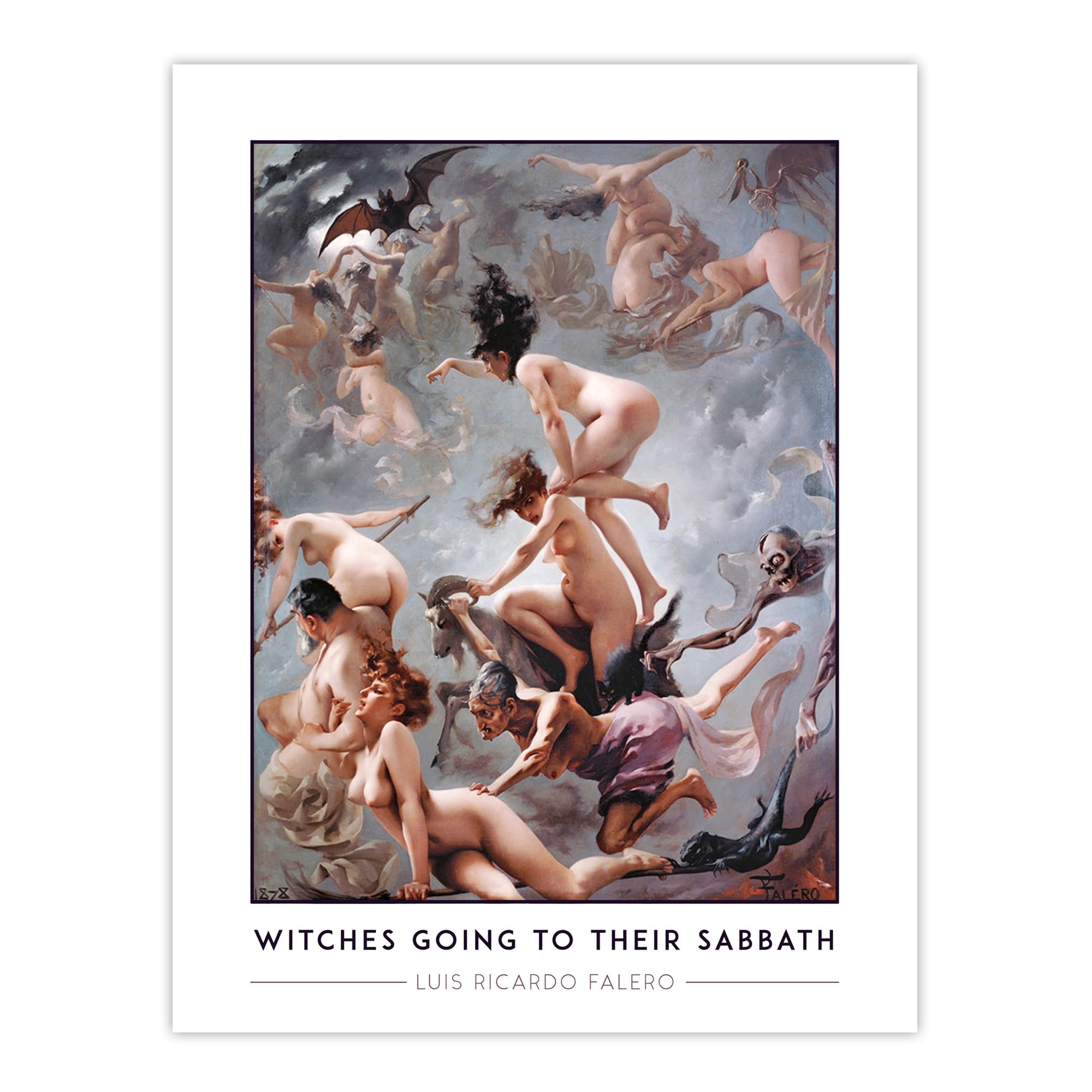 Artery8 Luis Ricardo Falero Witches Going To Their Sabbath Poster W24" x H32" Grey