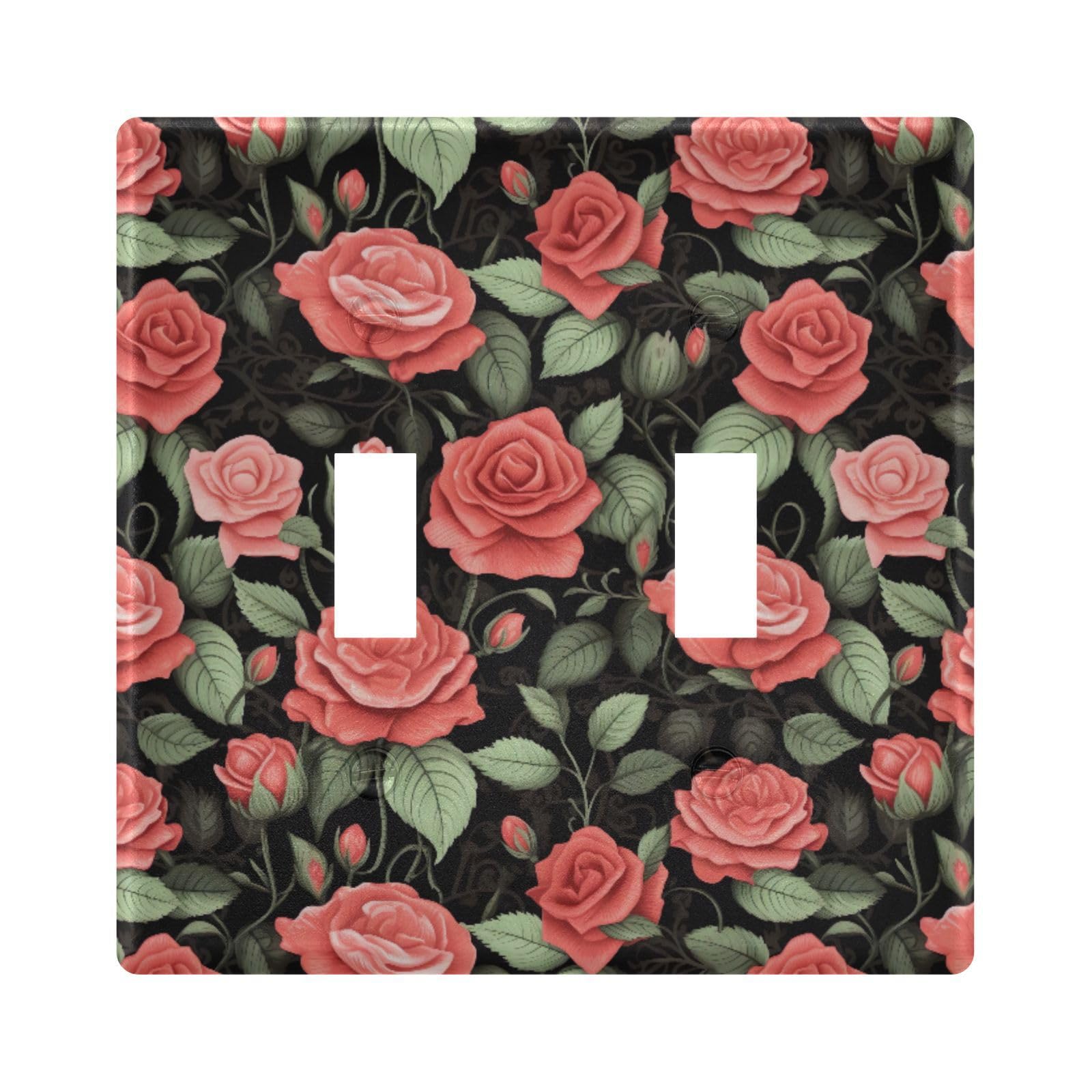UMIRIKO Red Rose Light Switch Cover Plate Covers Decorative Double Toggle Home Decor 202a8713