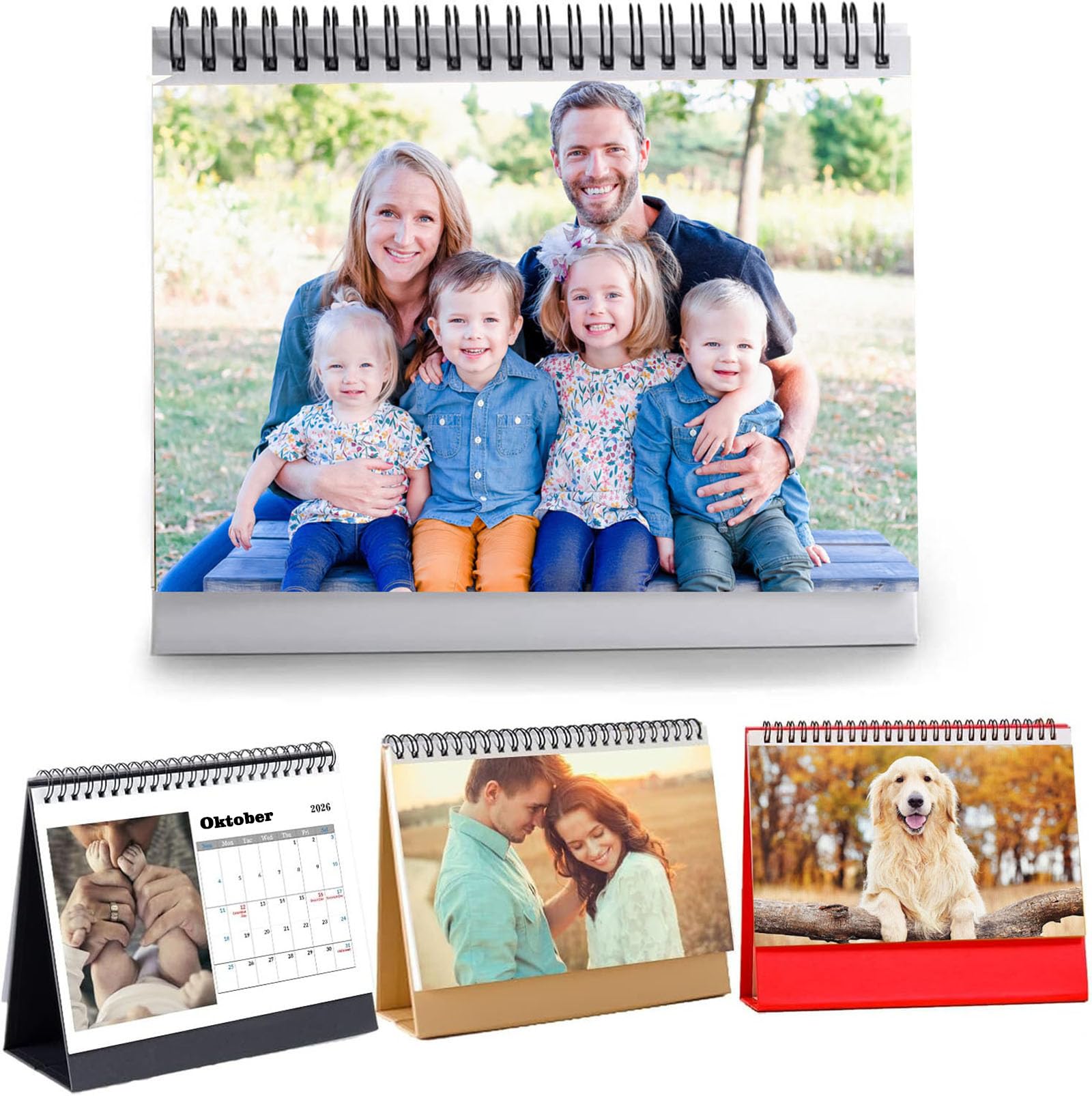 Fotokalender Wandkalender2026 selbst gestalten Stehkalender mit eigenen Fotos Fotokalender zum Aufstellen Foto Bastelkalender DIY Weihnachten (Kalender Schreibtisch 17cmx21cm, 3 x Kalender)