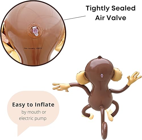 Miniatura 5 de 4E's Novelty Monos inflables (paquete de 2) monos grandes de 27 pulgadas inflables para decoración de selva, decoraciones de cumpleaños de selva,