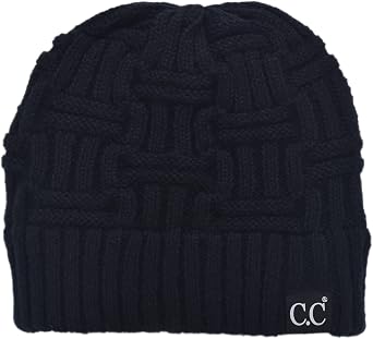 C.C Trendy Lightweight Winter Warm Chunky Soft Stretch Cable Knit Stylish Skull Hat Cap
