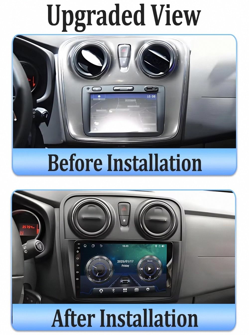 Autoradio 2 Din Bluetooth per Renault Logan 2 2012-2019 Wireless Carplay Android Auto Stereo Auto Bluetooth Ips con Pantalla Táctil con Gps, 8 Nucleo 6G+128G