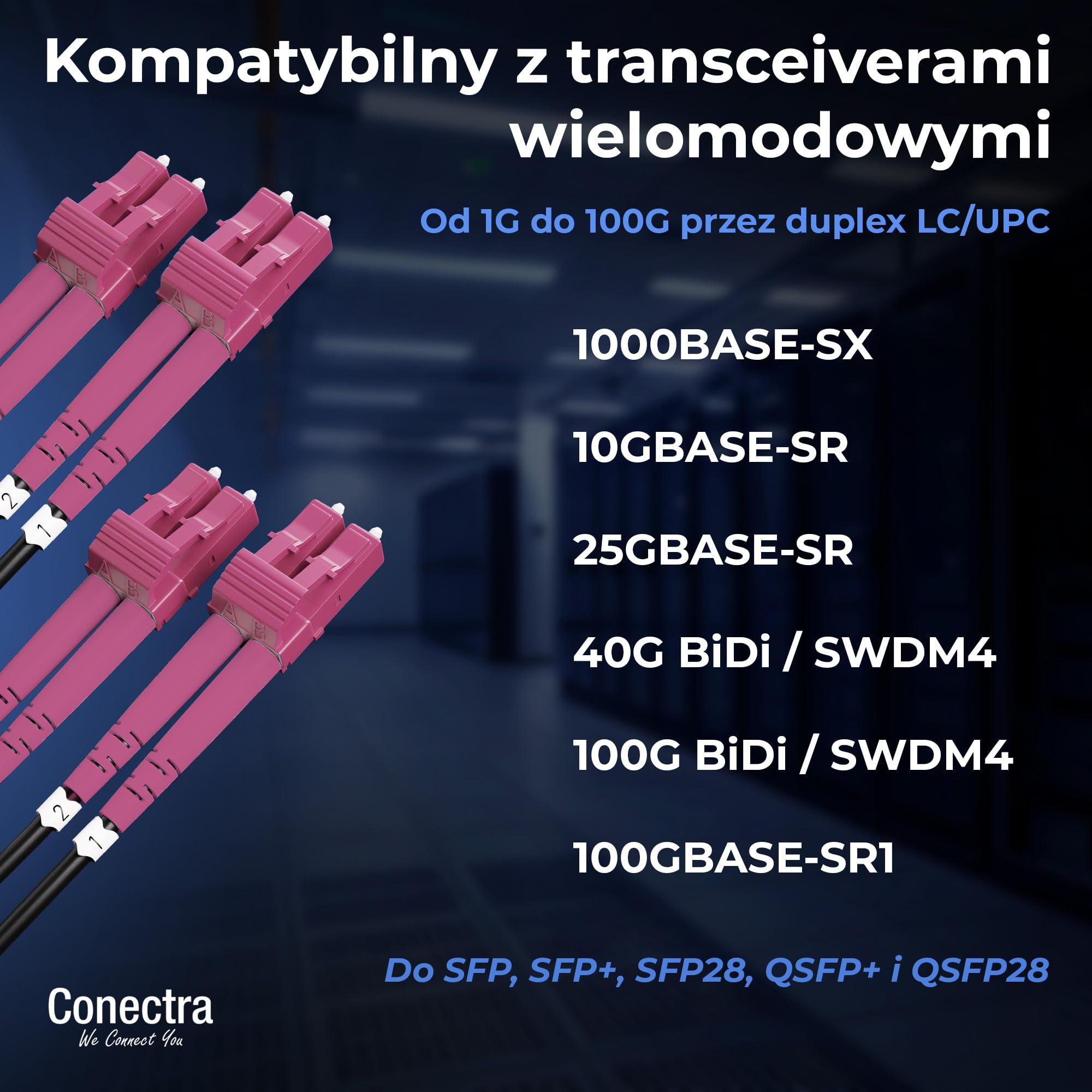 50m Pancerny Kabel Światłowodowy OM4 4 Włókna LC/UPC ⌀4mm | Wielomodowy 50/125µm, Patchcord Przedłużacz Patch, Breakout bez Spawów, Wewnętrzny/Zewnętrzny, Czarny, LSZH