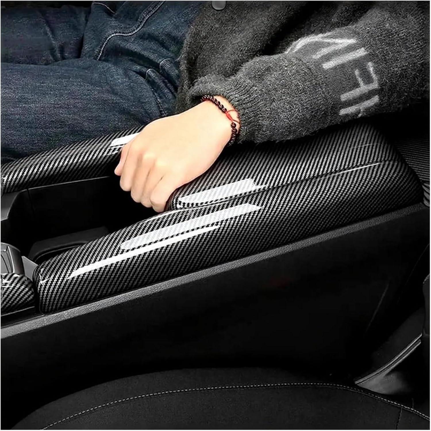 Car Central Armrest Box Protective Cover Compatible for Honda Civic 2016-2020 10th Gen Decorative Sticker ABS Carbon Fiber Accessories