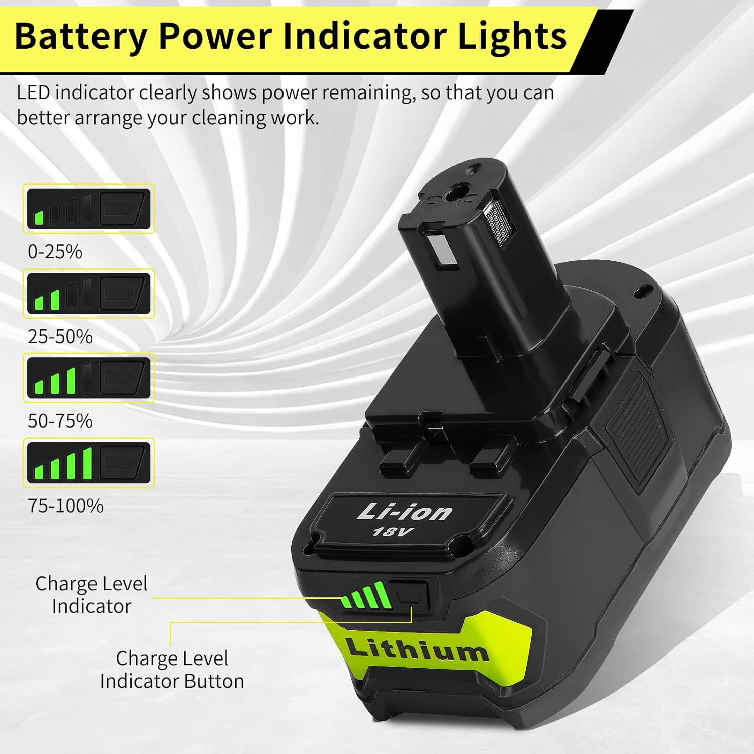 6.5Ah P108 18 Volt Replacement Battery for Ryobi 18V Battery 2 Pack Cordless Tool Battery Packs Compatible with P102 P103 P104 P105 P107 P108 P109 P190 P122