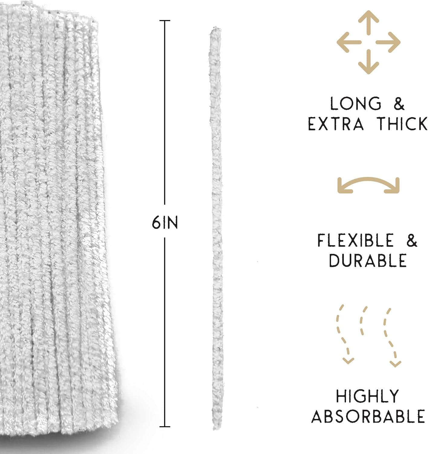 Enjoy Dokha - Extra Thick Pipe Cleaners, Versatile and Sturdy Pipe Cleaners for Pipe Smoking and Home Cleaning, Arts and Craft Supplies for DIY Projects, White, 6 inches x Pack of 100 : Arts, Crafts & Sewing