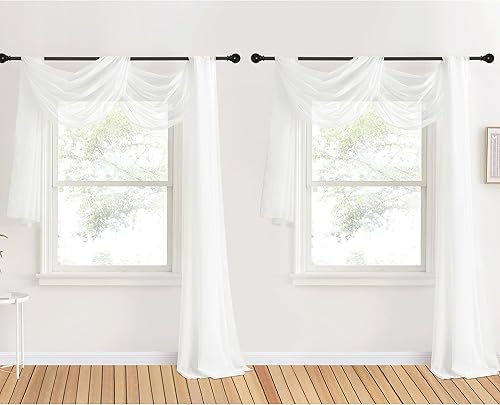 Nicetown - Lienzos transparentes para ventana (216 pulgadas, extra largos, con textura de gasa suave, para decoración del hogar, 60 pulgadas de