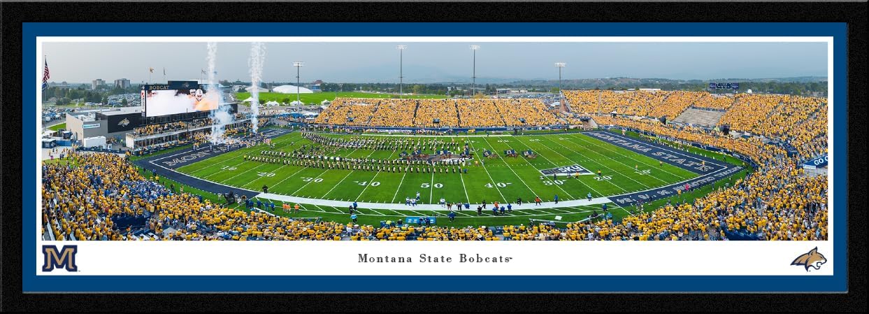 Montana State Bobcats Football - Single Mat, Framed Print by Blakeway Panoramas