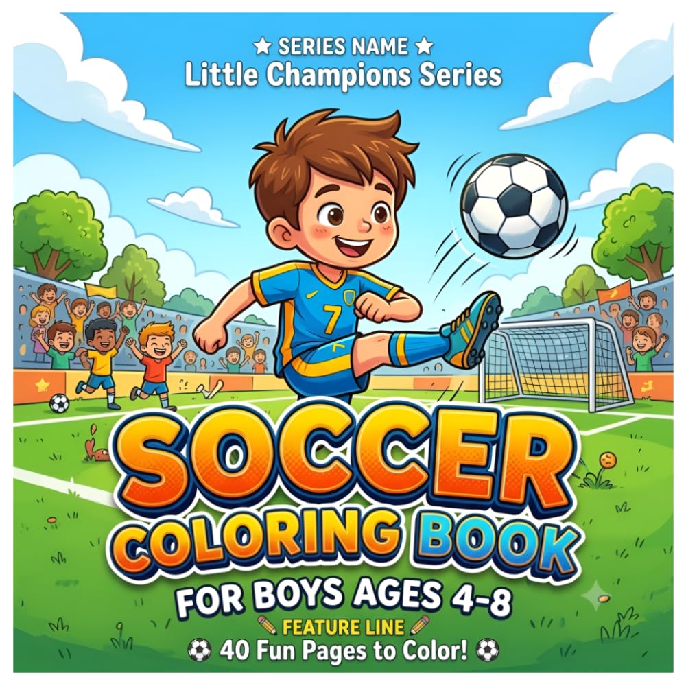 Cute Soccer Champions Coloring Book for Kids: kids soccer coloring book bold and easy
