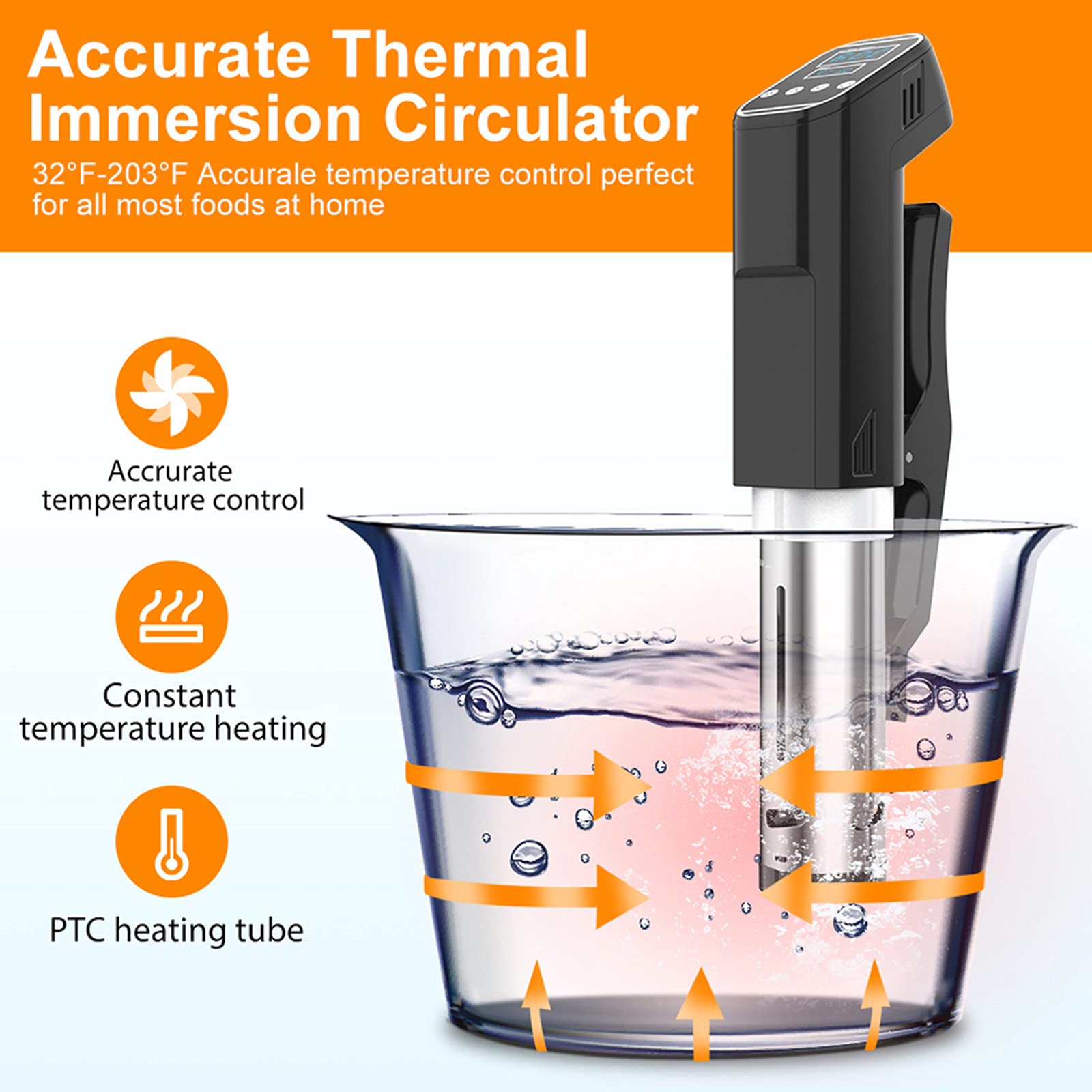 Cuiseur Sous Vide 1000W Circulateur d'immersion Cuiseur de précision IPX7 Machine Sous Vide étanche avec minuterie et affichage à LED