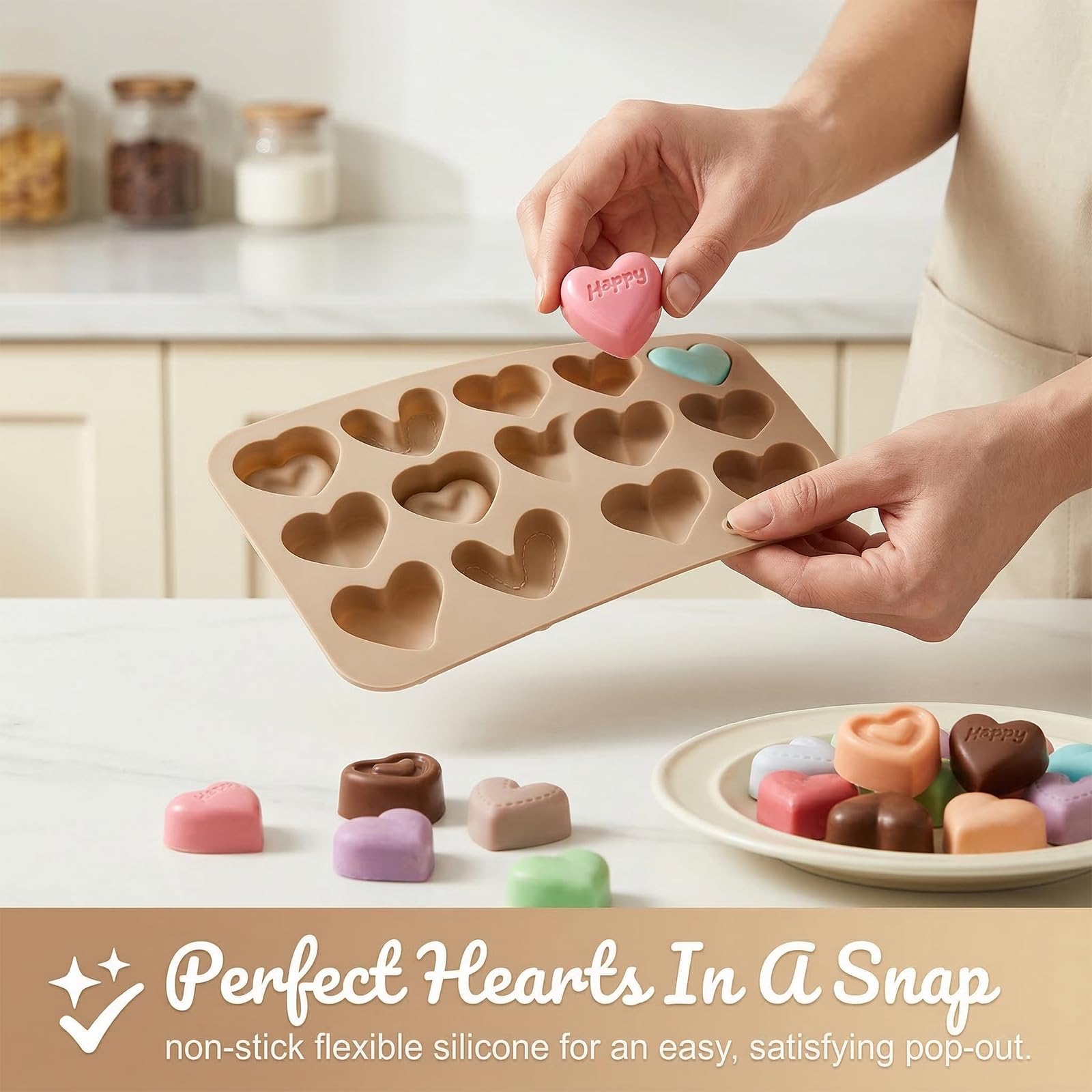 Molde de Silicona Corazón, 12 Cavidades, Antiadherente, Sin BPA, Resistente a la Temperatura -40 a 230°C, para Chocolate, Pasteles, Muffins, San Valentín — view 2